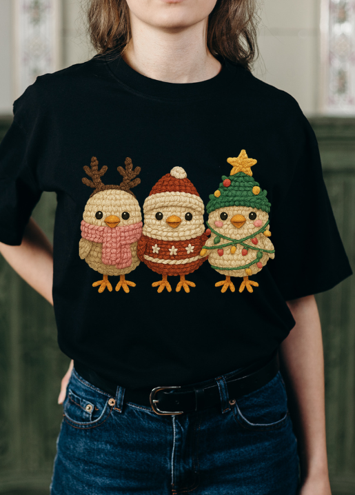 Crochet Print Relaxed crew (100% Cotton oversized tshirt)