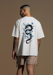 Printed Cherry Blossom Dragon Oversized T-shirt (100% Cotton oversized tshirt)