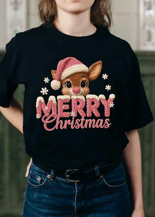 Crochet Print Relaxed crew  (100% Cotton oversized tshirt)