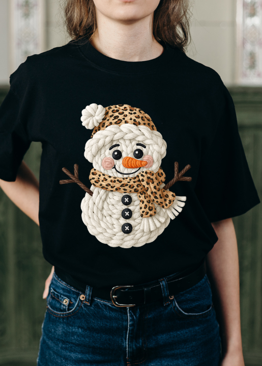 Crochet Print Relaxed crew  (100% Cotton oversized tshirt)